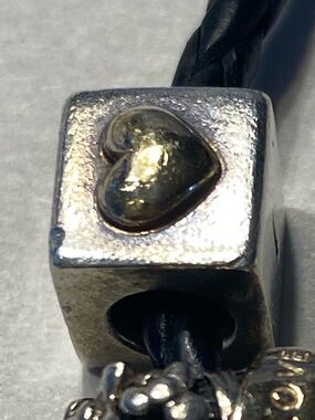 Authentic Pandora Retired Two-Tone I Love You Cube Charm 14k Gold Heart 790200